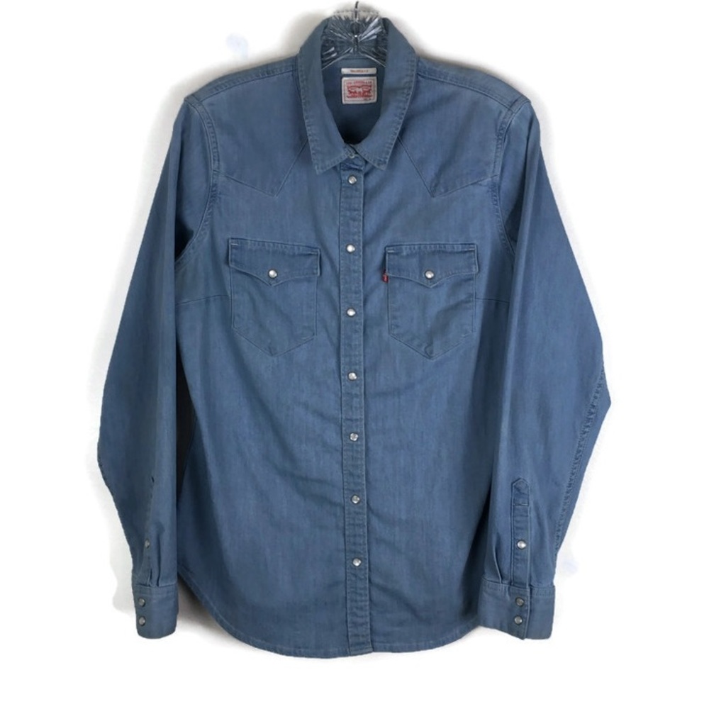 Levi’s Tailored Fit Button Down Long Sleeve Top in Blue
